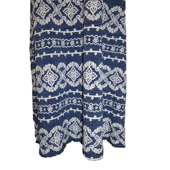 Perceptions Woman dress 2X Navy blue w/ white puff print Tie sleeves Mid-length - Picture 3 of 15